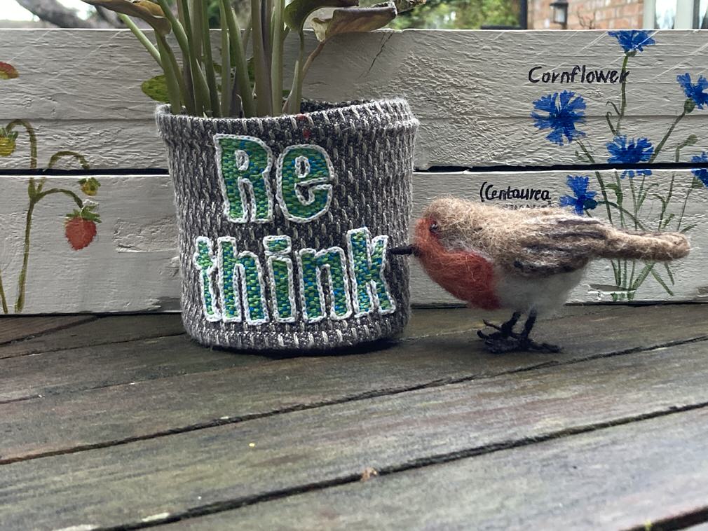 Rethink Flower Pot With Felt Bird